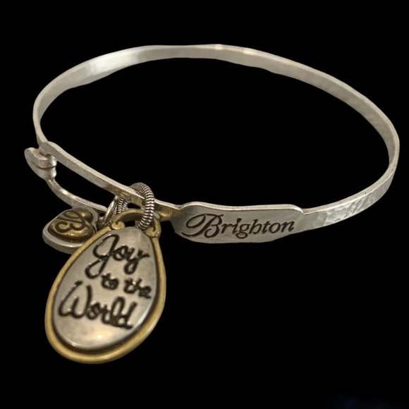 Brighton Jewelry - Brighton Bracelet Joy to the World Bangle Silver Tone & Pewter Hammered Perfect